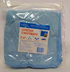Серветка мікрофібра універс. 35х35 см, 250гр/м2  блакитні (5 шт.) TM HSL Professional (50 пач/ящ)