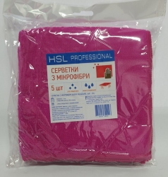 Серветка мікрофібра універс. 35х35 см. 250гр/м2  рожеві (5 шт.) TM HSL Professional (50 пач/ящ)