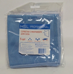 Серветка мікрофібра д/скла 30*30 см 250 гр/м2 Блакитні ( 5 шт.)ТМ HSL  (50 шт/ящ)