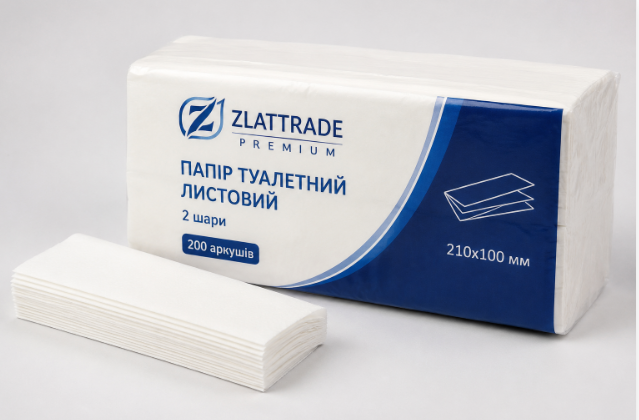 папір туалетний листовий 2 шари 210 на 100