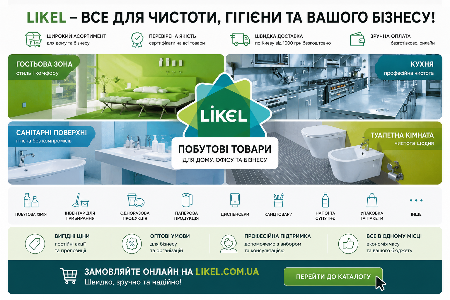 Хозяйственные товары, бытовая химия и средства Хорека для ресторанов домов офисов