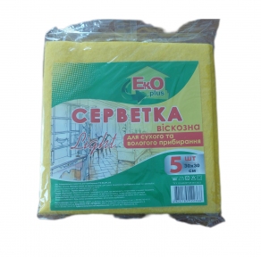 Серветки віскозні ( 5 шт ) ЖОВТА 30*30 см ТМ EkO plus