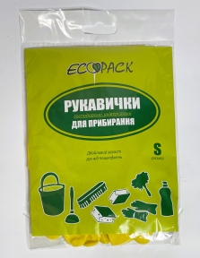 Рукавички гумові / латексні  розмір S ECOPACK жовті (1 пар/уп)  (200 пар/ящ)