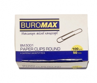 Скріпка 50 мм нікельовіні BUROMAX, 100шт.