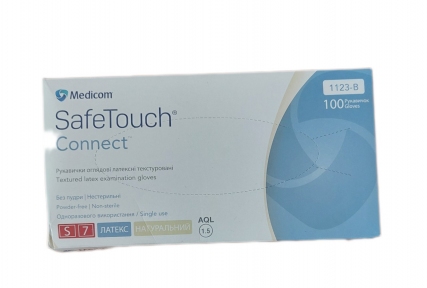 Рукавички латексні без пудри M 100 шт.Safe Touch Connect (10 пач/ящ)(ПДВ 7%)