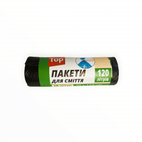 Мішки для сміття 120 л/10 шт. 67*105 см 17 мкм TOP чорні (25 рул/ящ)