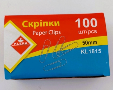 Скріпка 50 мм кругла нікельовіні KLERK, 100шт. KL1815