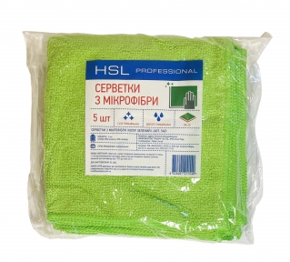 Серветка мікрофібра універс. 30х30 см 250г/м2 зелена HSL (5шт) (50 пач/ящ)