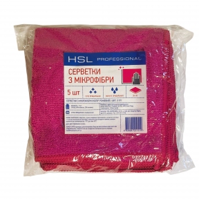 Серветка мікрофібра універс. 30х30 см 250г/м2 рожева HSL (5шт) (50 пач/ящ)
