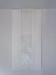 Пакет паперовий білий 240х120х50/40 з вікном, (без друку) (25шт/уп) (56)