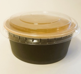 Кришка для контейнера паперового 750 мл для салату ЧОРНИЙ (крафт) Ø145, h=67мм (50/400) (010591Р)