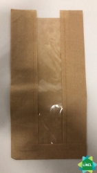 Пакет бумажный бурый 240х120х50/40 с окном, (без печати) (1000шт/уп)