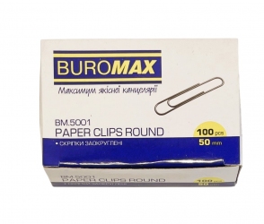 Скріпка 50 мм нікельовіні BUROMAX, 100шт.
