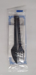 Набір №3 УАТ чорний одноразовий столовий (виделка, ніж + серветка) (500 шт/ящ)