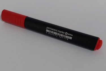 Маркер перманентний трикутний OPTIMA 2 мм, червоний (10 шт/пач)