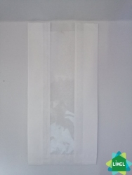 Пакет бумажный белый 240х120х50/40 с окном, (без печати) (25шт/уп)