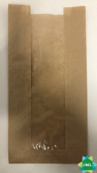 Пакет бумажный бурый 290х140х50/60 с окном, (без печати) (100шт/уп)