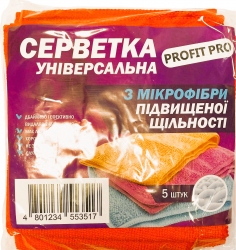 Серветка мікрофібра універс. 30х30 см 250г/м2 червона PROFIT (5шт) (50 пач/ящ)